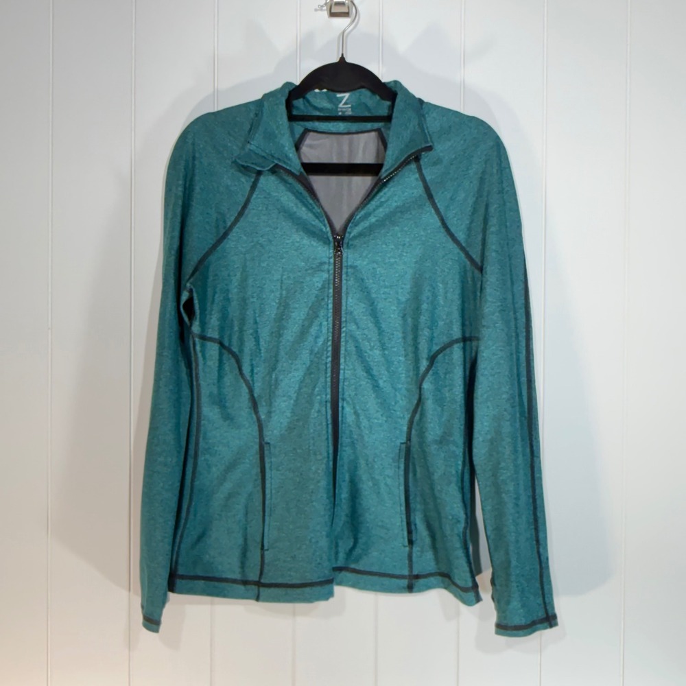 Z by Zella Womens Teal Heathered Full Zip Active Jacket Mesh Back Medium